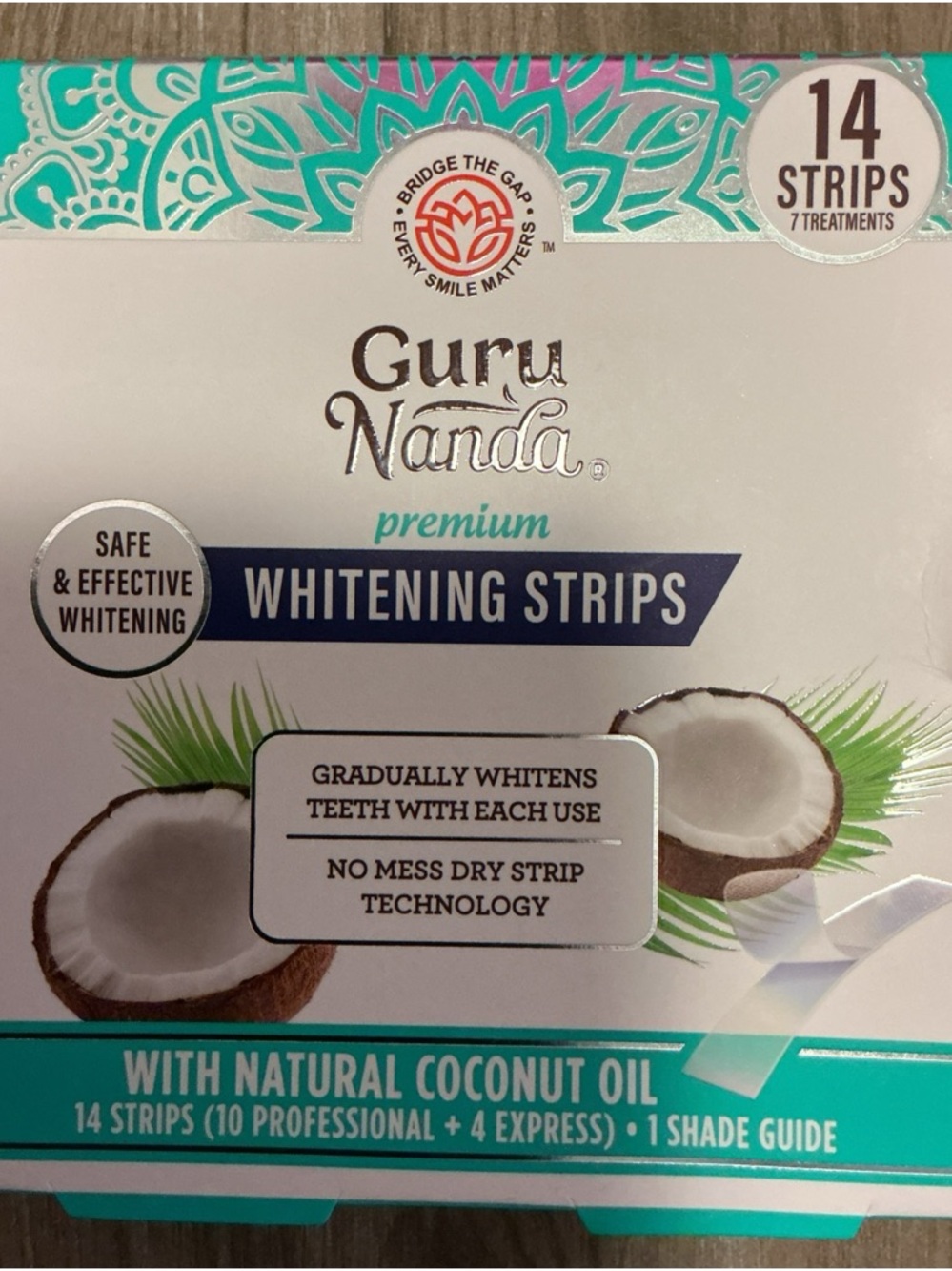 Gurunanda Teeth Whitening Strips With Natural Coconut Oil